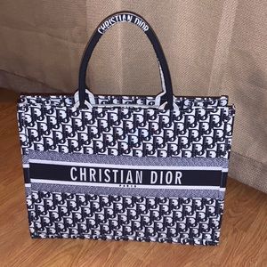DIOR TOTE BOOK - BLUE DIOR OBLIQUE EMBROIDERY